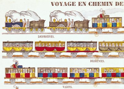 Eisenbahnreise im Jahr 1845 (Detail) von French School